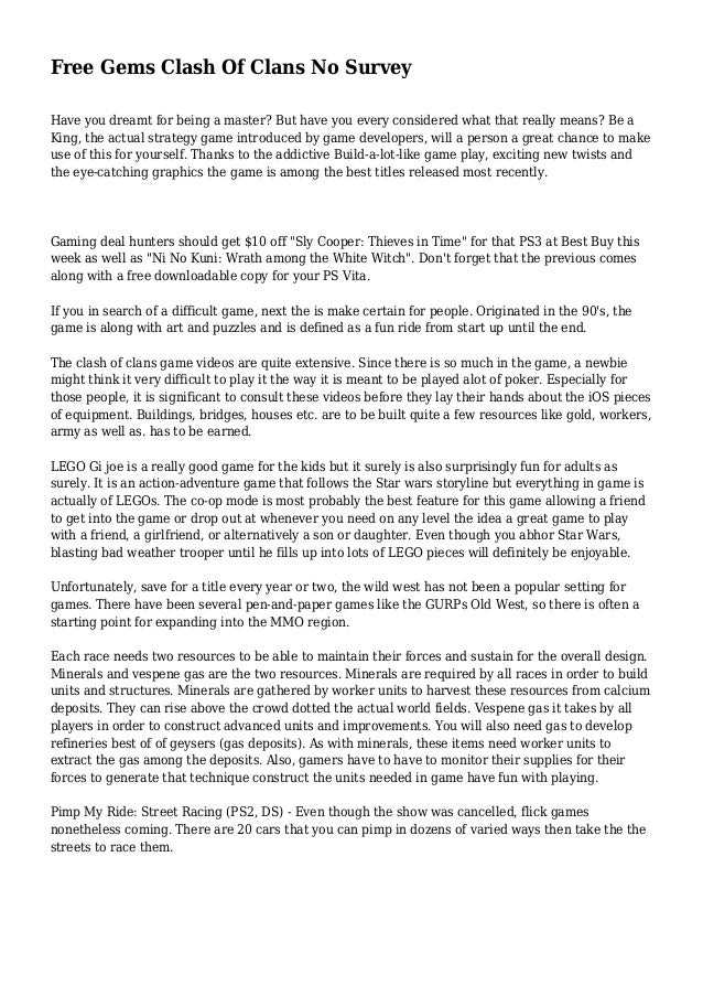 Free Gems Clash Of Clans No Survey