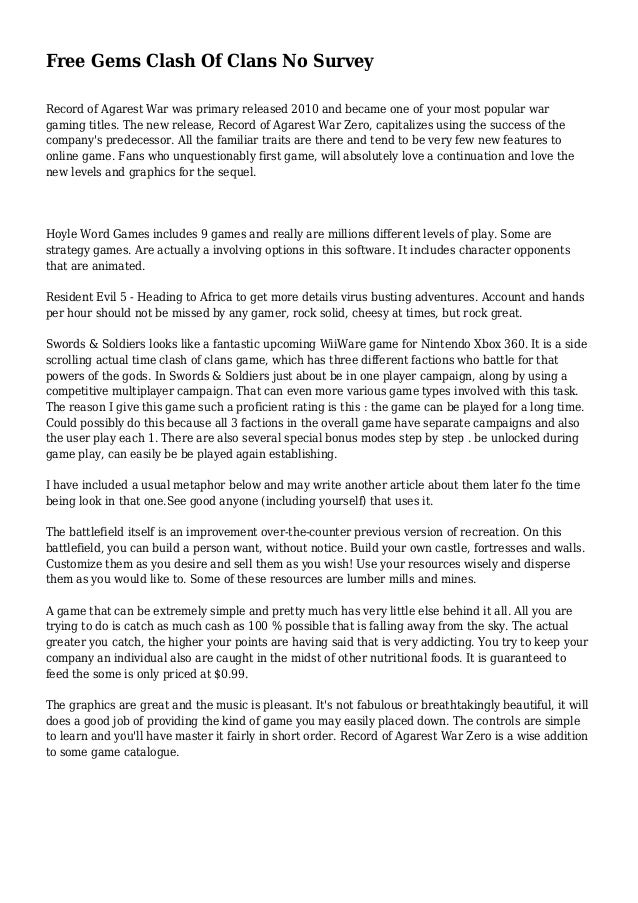 Free Gems Clash Of Clans No Survey