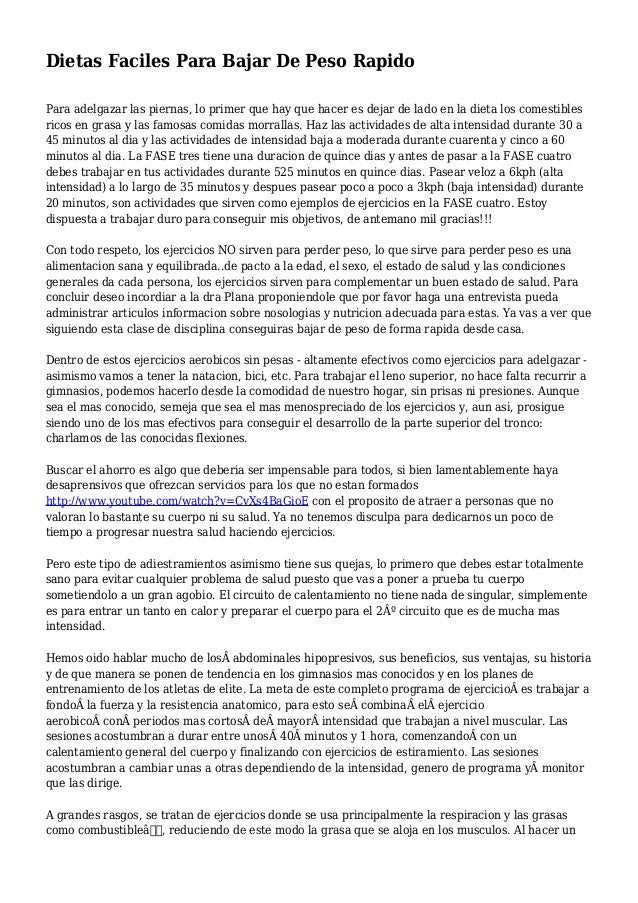 Dietas faciles y sencillas para adelgazar