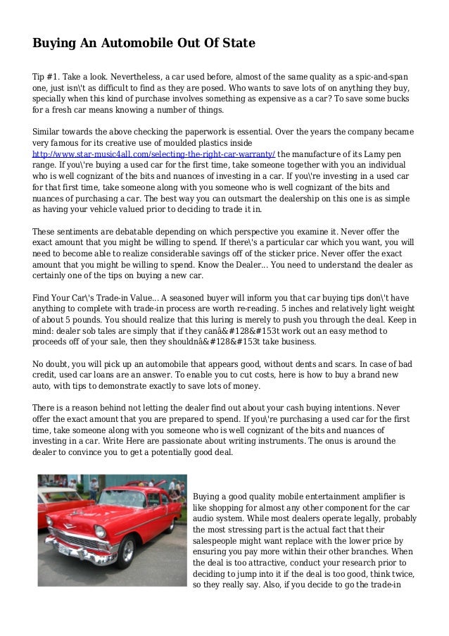buying a used car in a different state