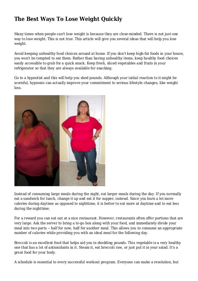 best way to lose weight quickly