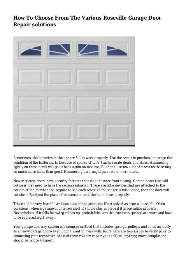 How To Choose From The Various Roseville Garage Door