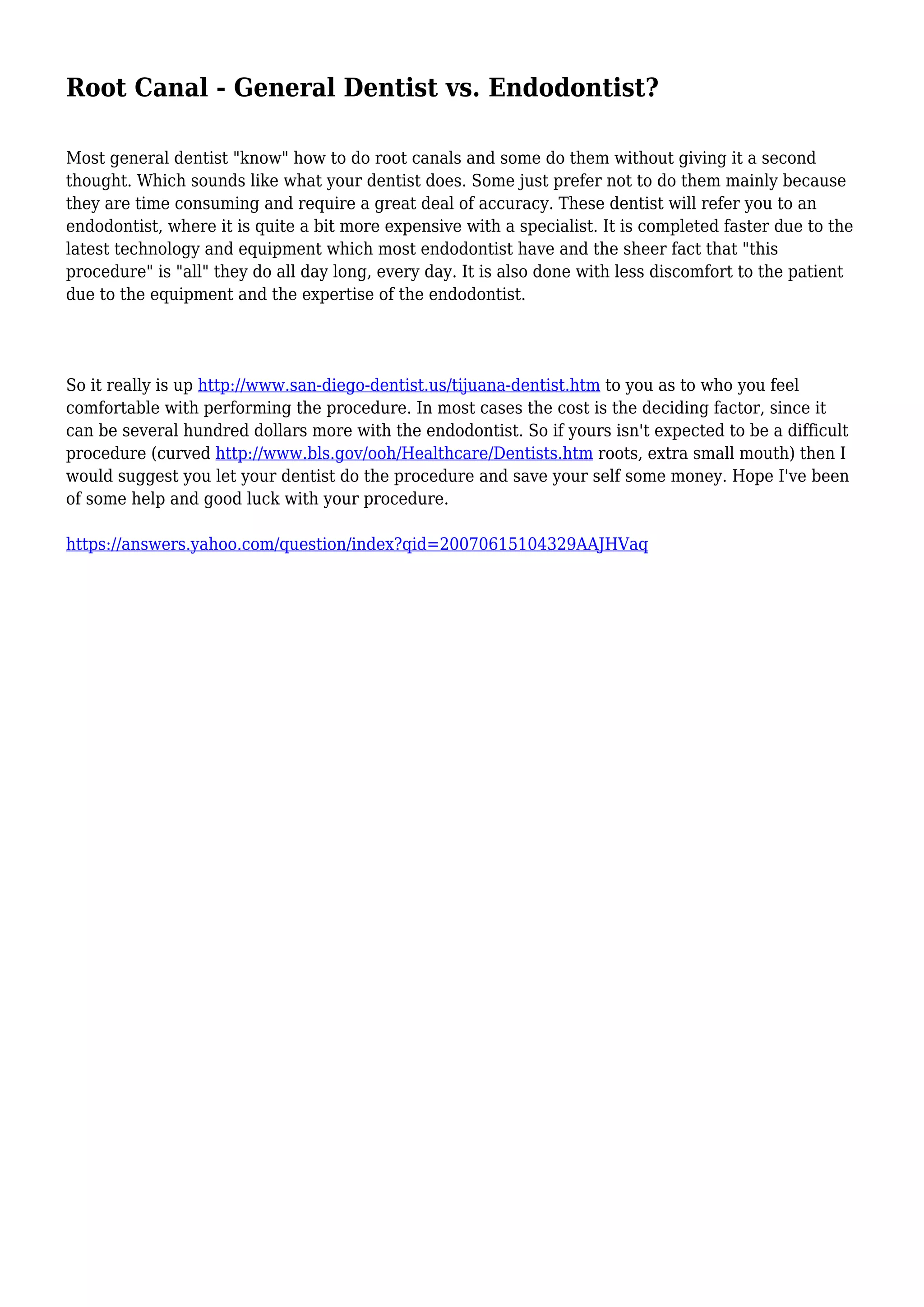 Root Canal General Dentist vs. Endodontist? PDF