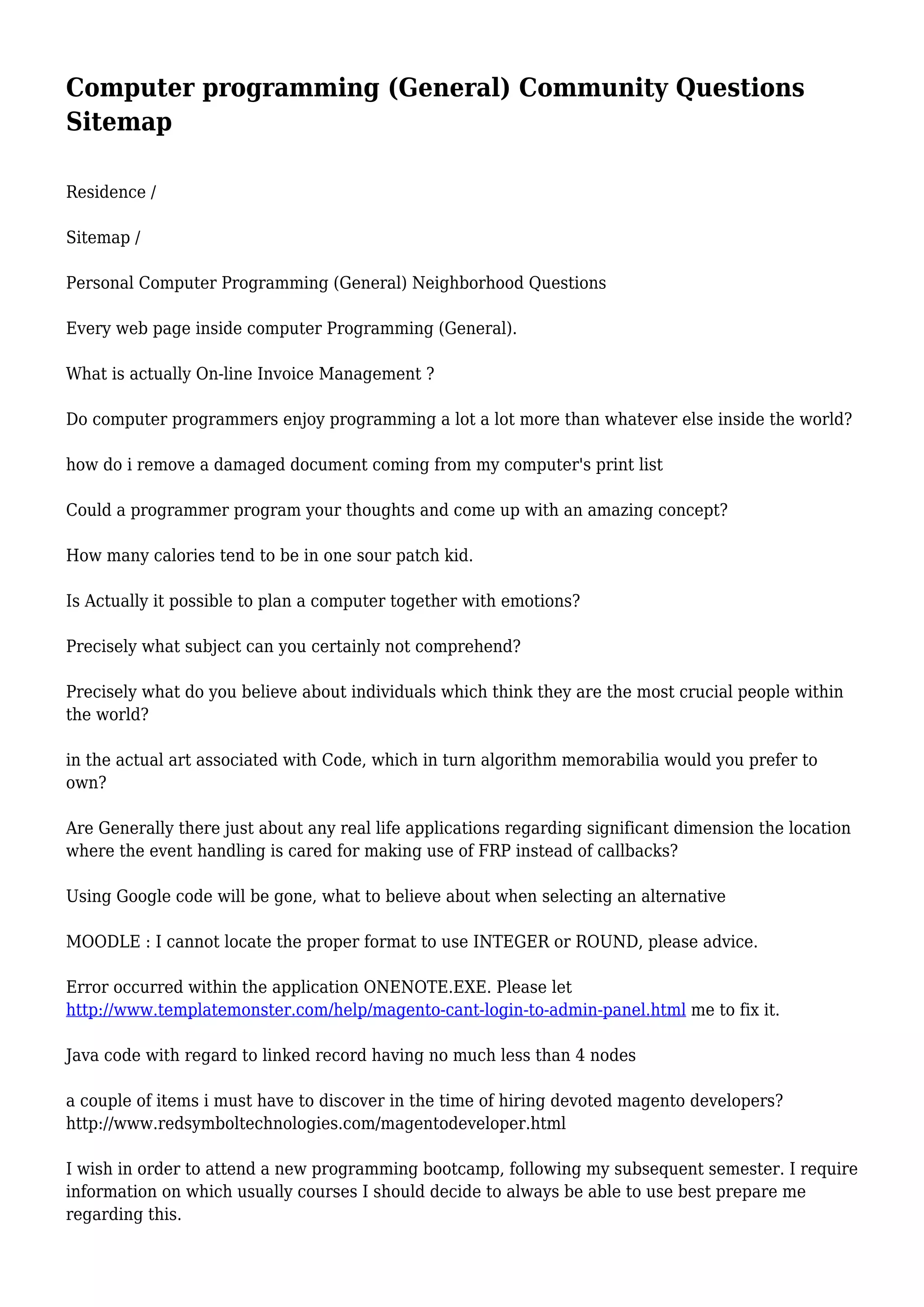Computer programming (General) Community Questions Sitemap | PDF