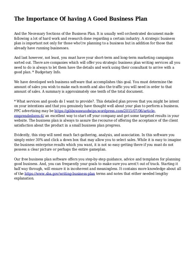 Importance of a business plan to an entrepreneur picture