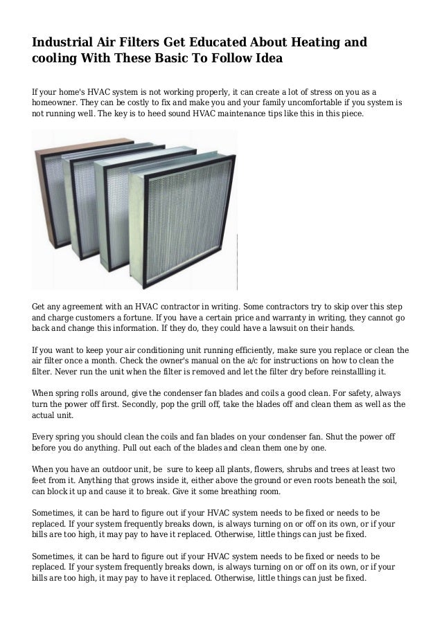 Industrial Air Filters Get Educated About Heating and cooling With