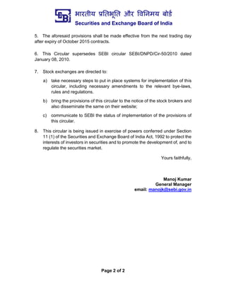 SEBI Note Increasing Lot Sizes | PDF