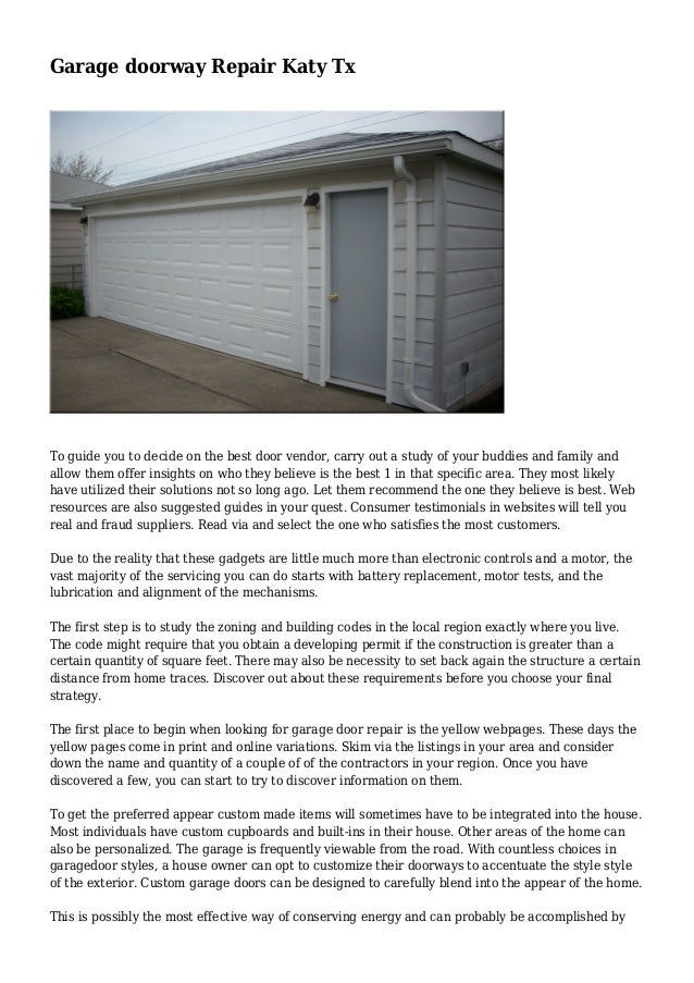 Garage Doorway Repair Katy Tx