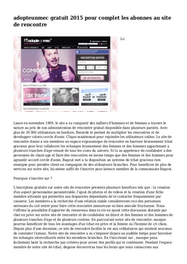 Site adopteunmec gratuit