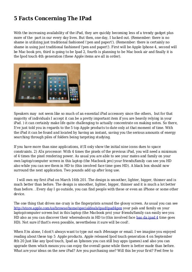 5 Facts Concerning The IPad