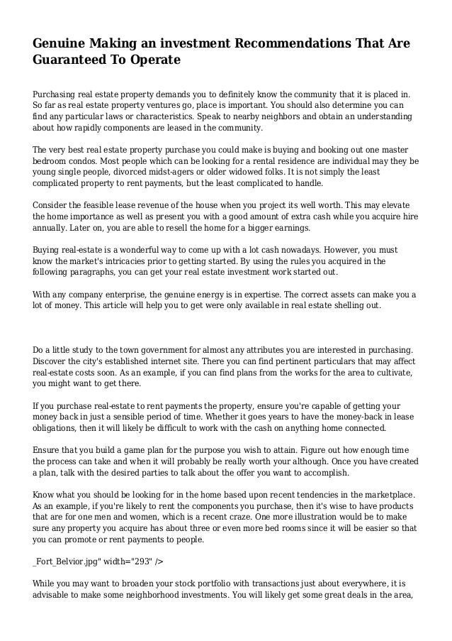 Genuine Making an investment That Are Guaranteed To Operate