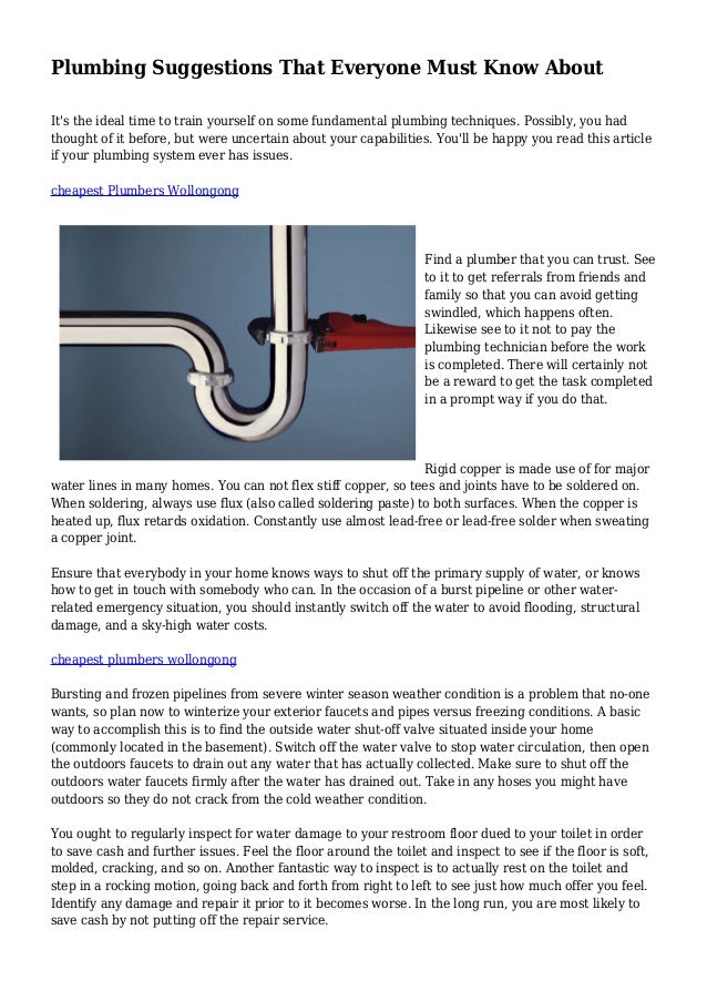 Plumbing Suggestions That Everyone Must Know About