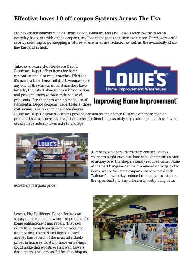 Effective Lowes 10 Off Coupon Systems Across The Usa