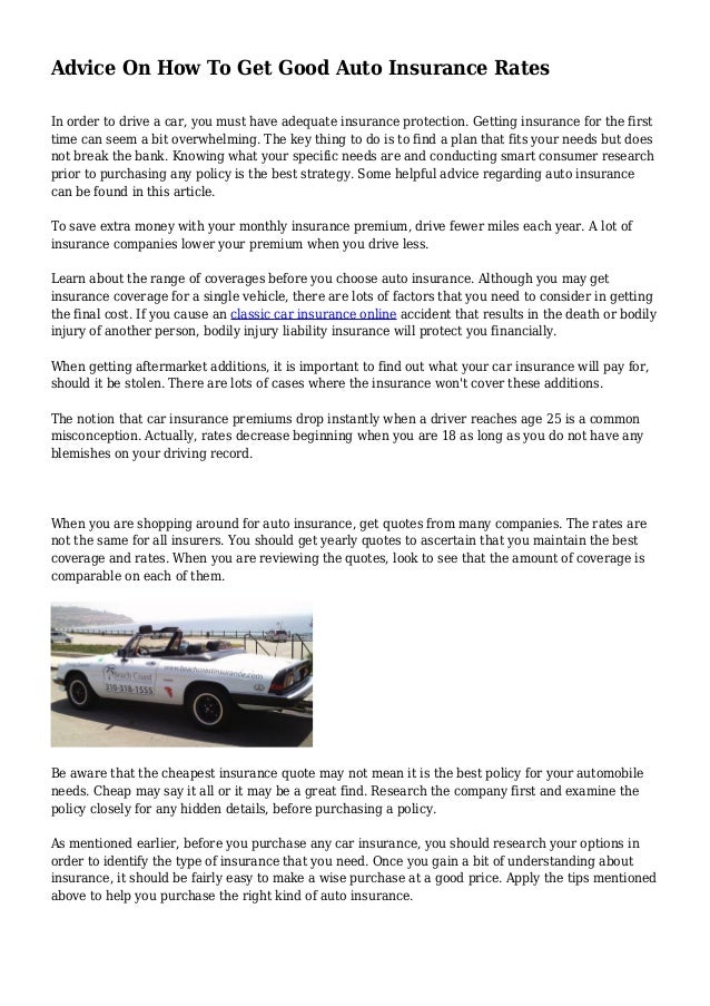 Advice On How To Get Good Auto Insurance Rates Advice On How To Get Good Auto Insurance Rates