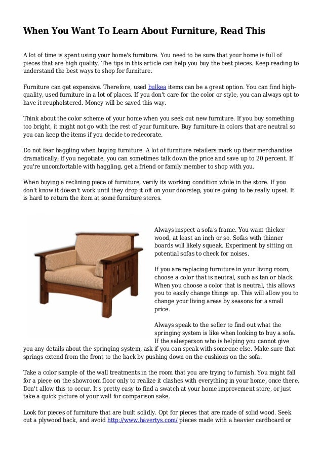 When You Want To Learn About Furniture Read This