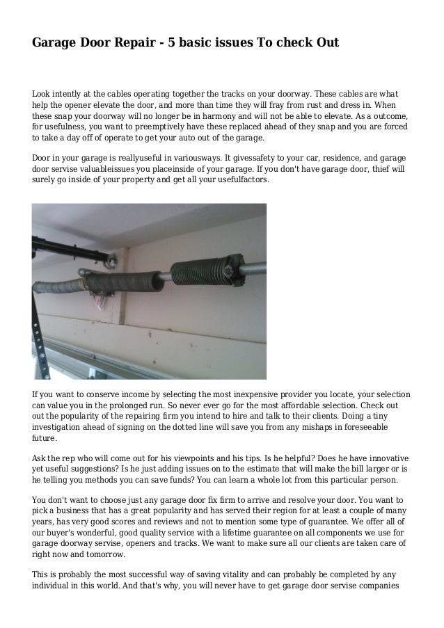 Garage Door Repair 5 Basic Issues To Check Out
