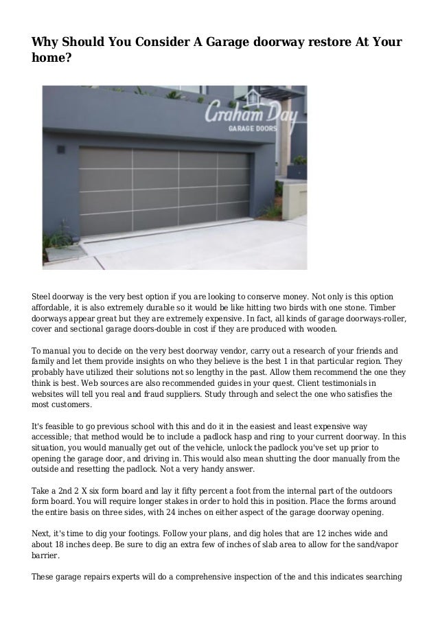 Why Should You Consider A Garage Doorway Restore At Your Home