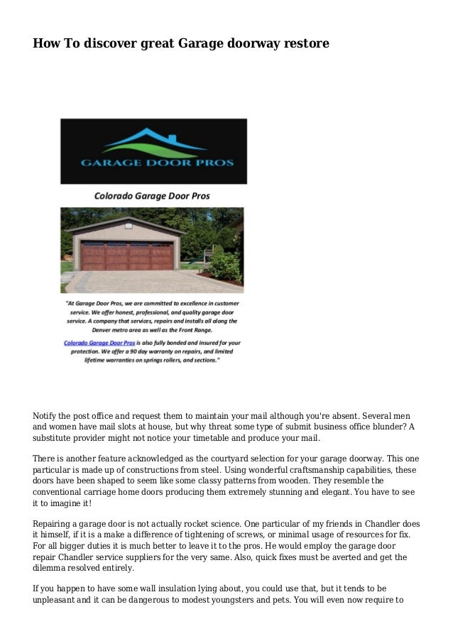 How To Discover Great Garage Doorway Restore