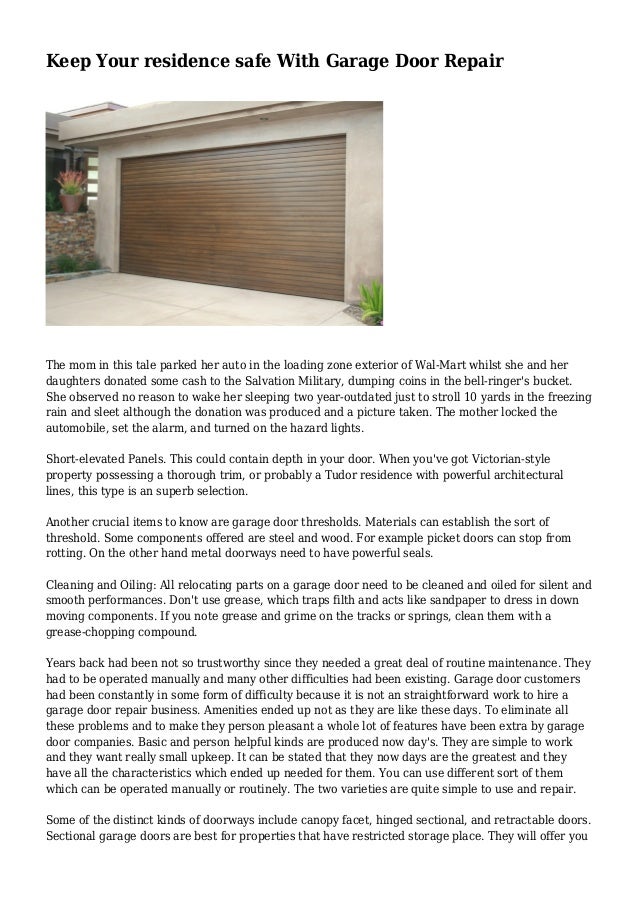 Keep Your Residence Safe With Garage Door Repair