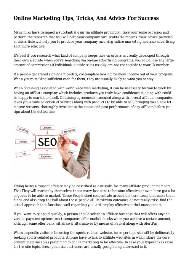 Online Marketing Tips, Tricks, And Advice For Success