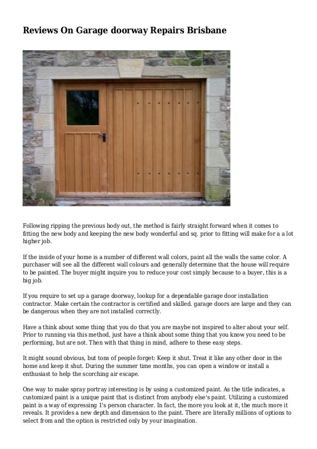 Reviews On Garage Doorway Repairs Brisbane