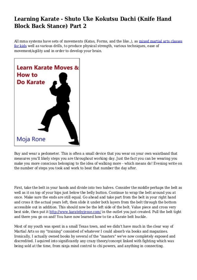 Learning Karate Shuto Uke Kokutsu Dachi (Knife Hand Block Back Stance