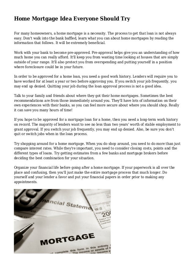 home mortgage idea everyone should try