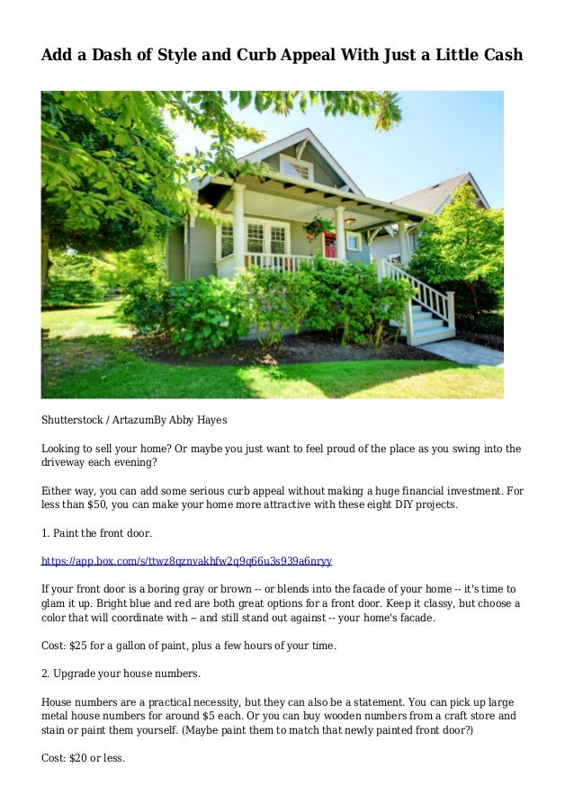 Add A Dash Of Style And Curb Appeal With Just A Little Cash
