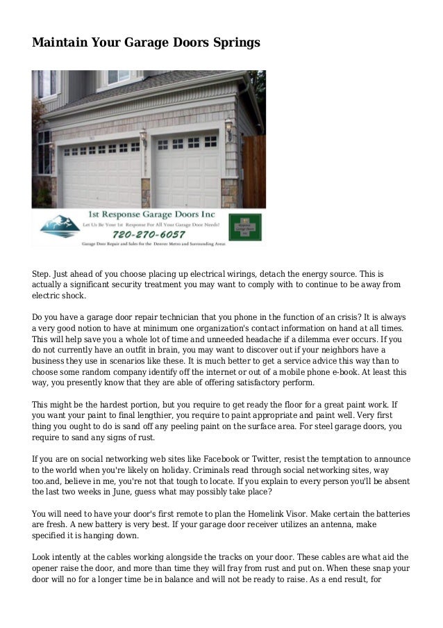 Maintain Your Garage Doors Springs