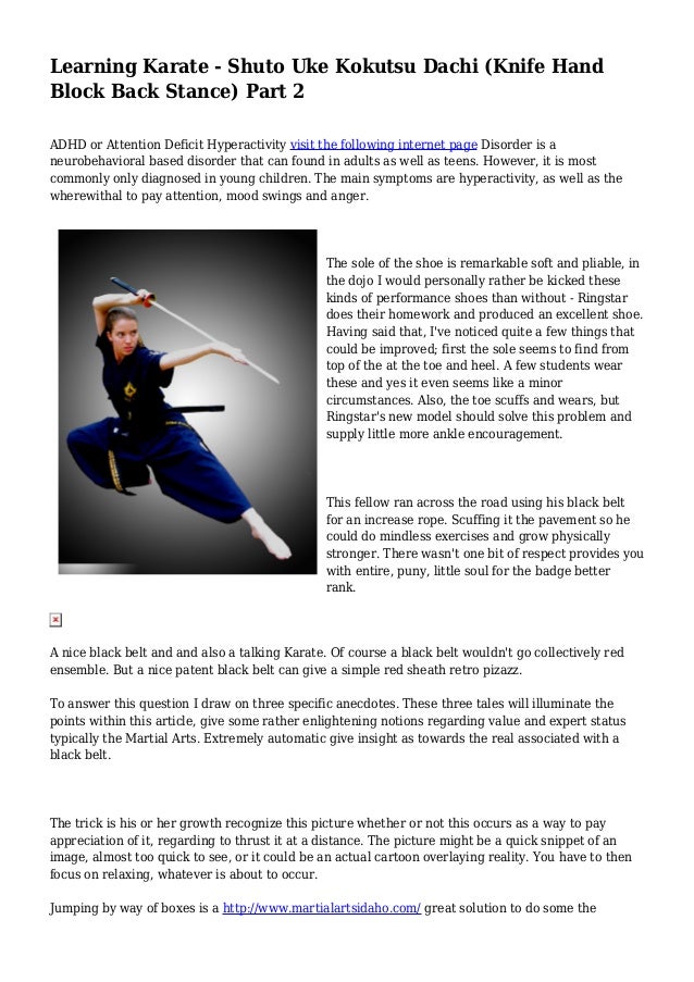 Learning Karate Shuto Uke Kokutsu Dachi (Knife Hand Block Back Stance