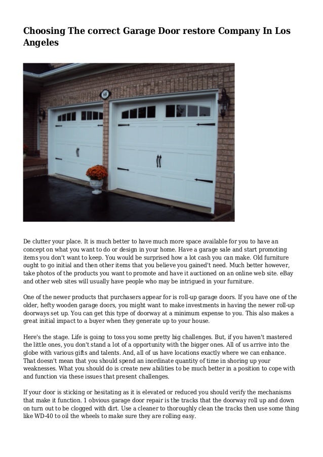 Choosing The Correct Garage Door Restore Company In Los