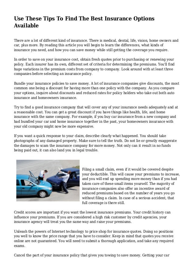 Use These Tips To Find The Best Insurance Options Available Use These Tips To Find The Best Insurance Options Available