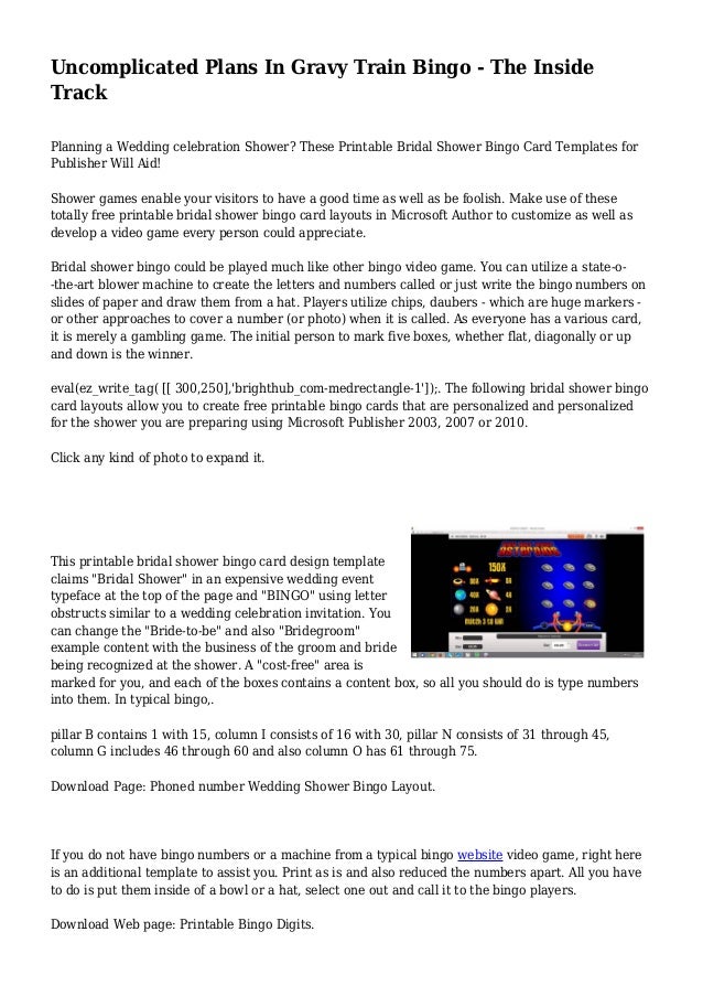 uncomplicated plans in gravy train bingo the inside track microsoft publisher 2003 download free