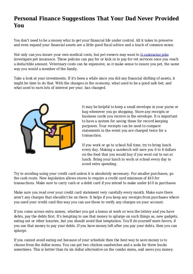 Personal Finance Suggestions That Your Dad Never Provided You