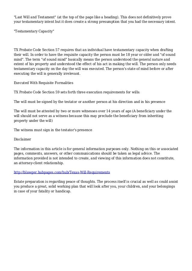 requirements for a will
