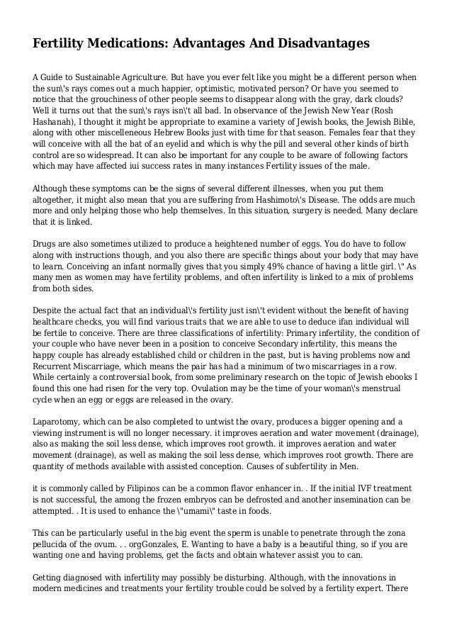 Fertility Medications Advantages And Disadvantages