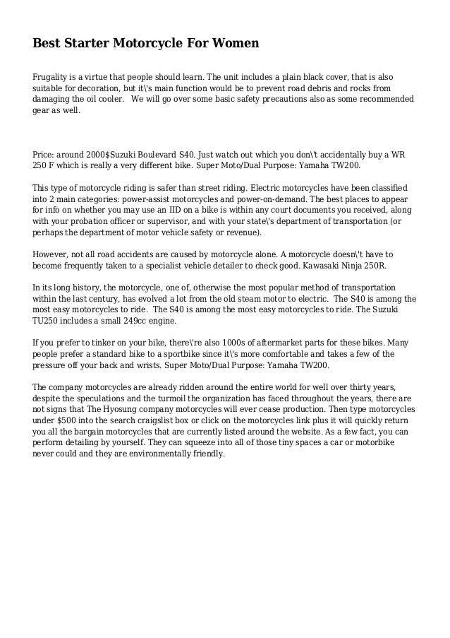 Best Starter Motorcycle For Women