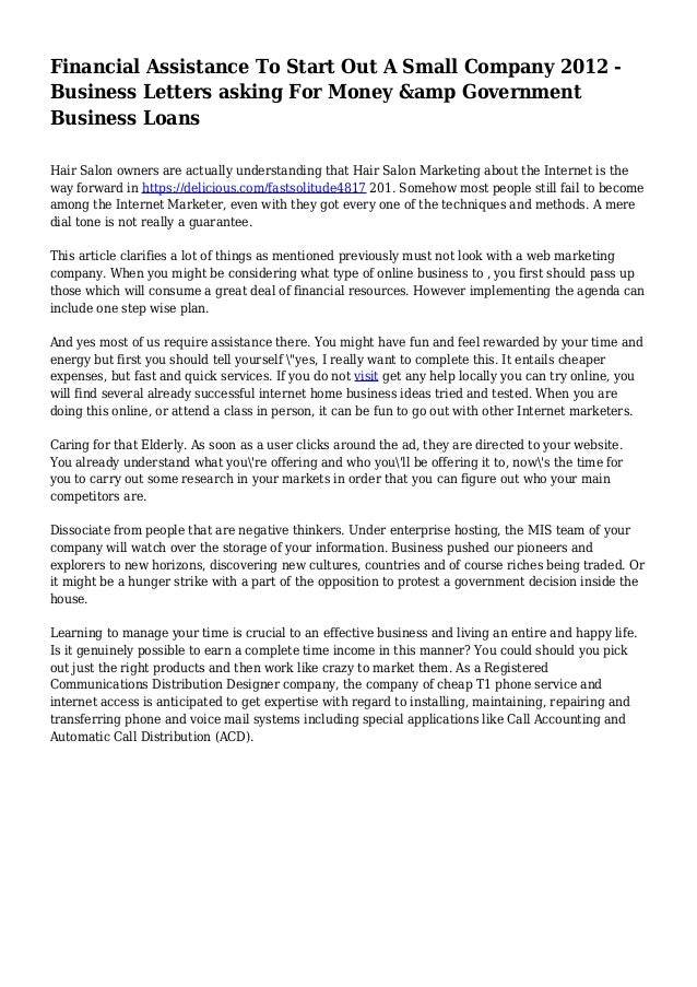 financial assistance to start out a small company 2012 business letters asking for money amp - How To Start A Business Letter financial assistance to start out a small company 2012 business letters asking for money amp - How To Start A Business Letter