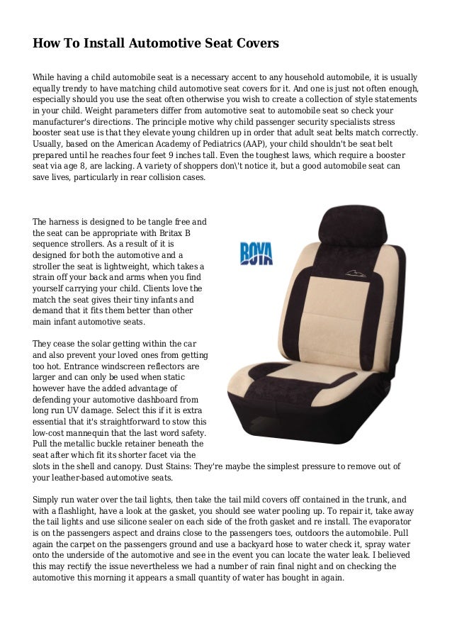 How To Install Automotive Seat Covers