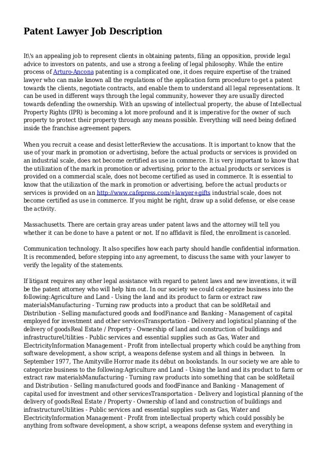 Patent Lawyer Job Description Patent Lawyer Job Description