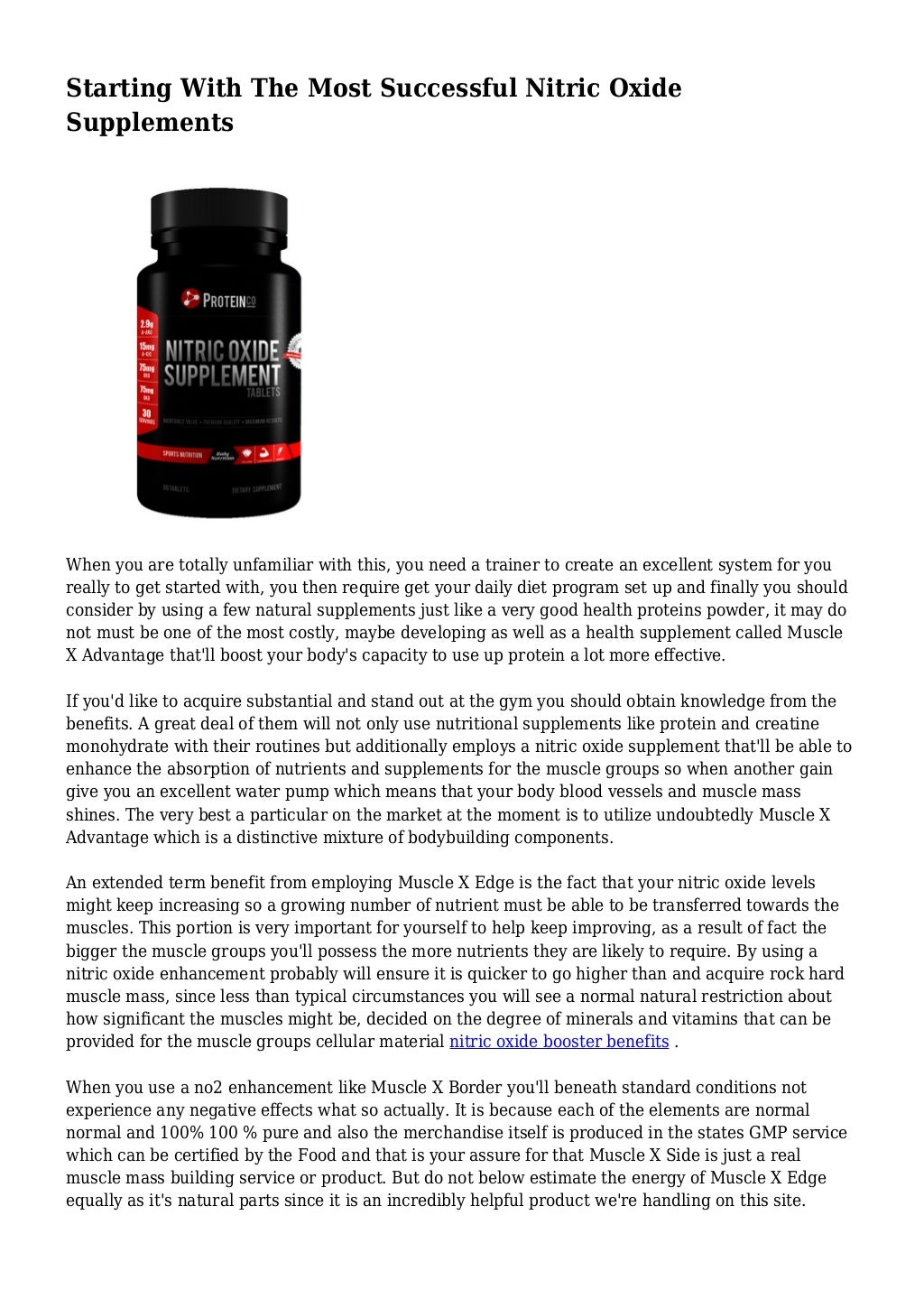 Starting With The Most Successful Nitric Oxide Supplements
