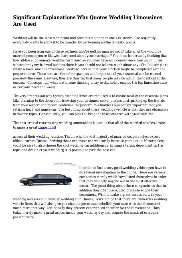 Significant Explanations Why Quotes Wedding Limousines Are Used