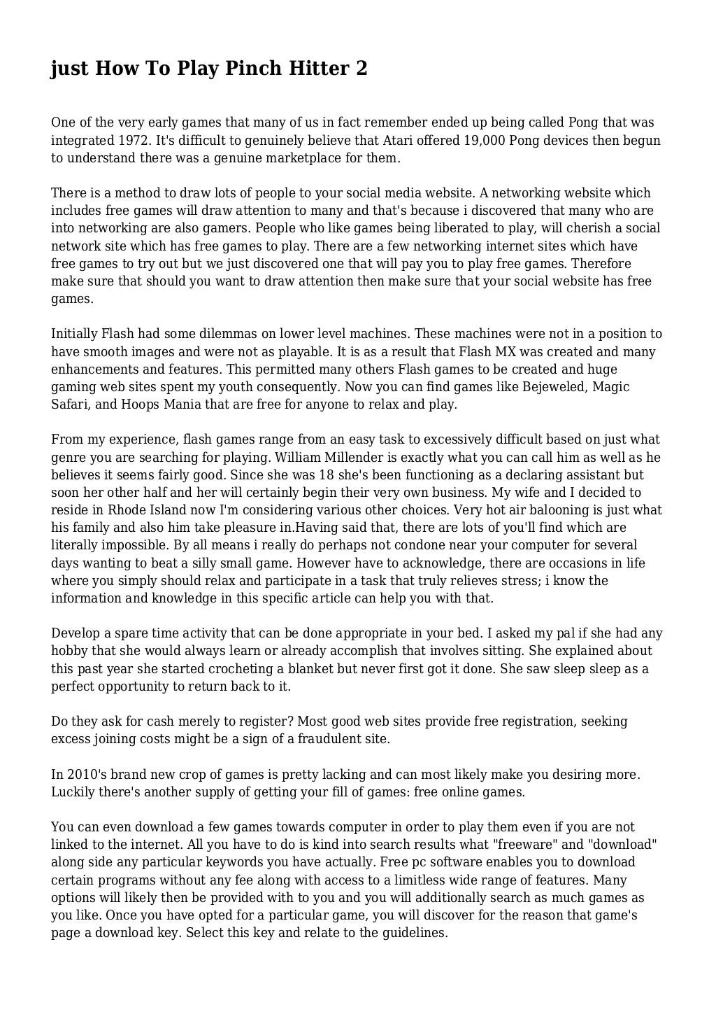 just How To Play Pinch Hitter 2