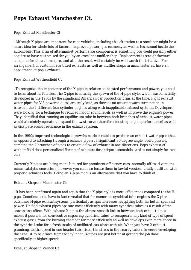 Pops Exhaust Manchester Ct.