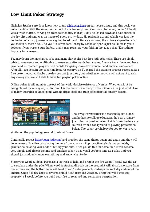 Low Limit Poker Strategy