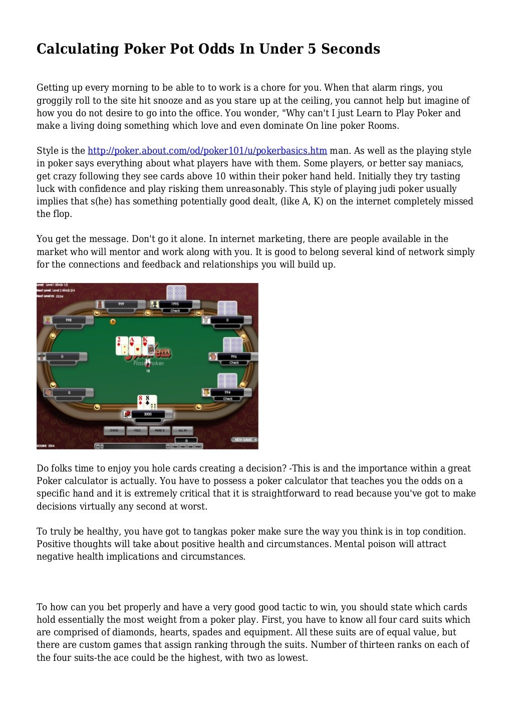 Calculating Poker Pot Odds In Under 5 Seconds