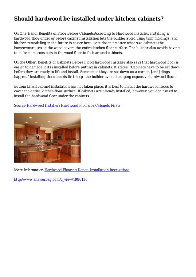 Should Hardwood Be Installed Under Kitchen Cabinets Be Installed Under Kitchen Cabinets