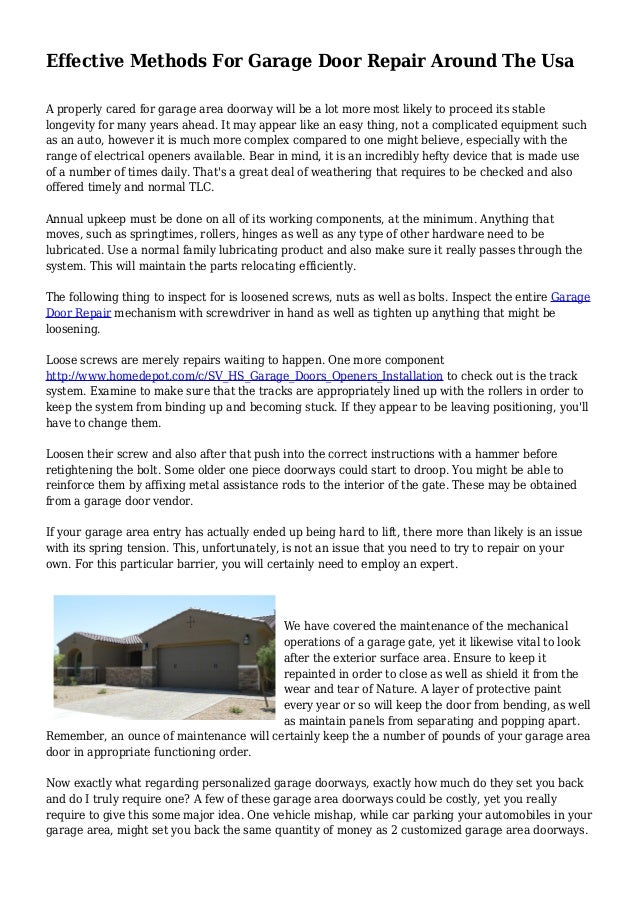Effective Methods For Garage Door Repair Around The Usa