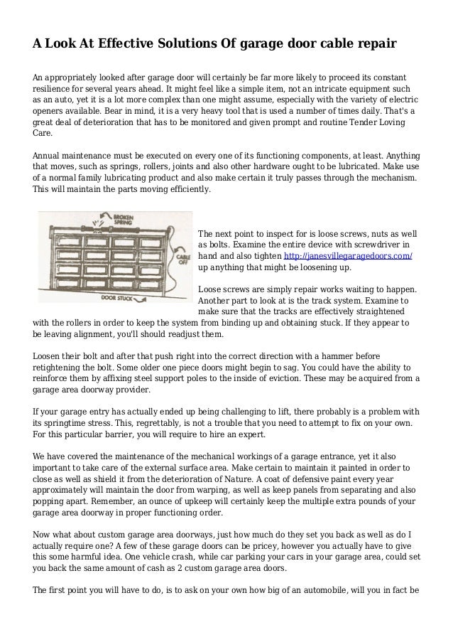 A Look At Effective Solutions Of Garage Door Cable Repair