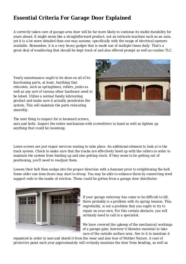 Essential Criteria For Garage Door Explained